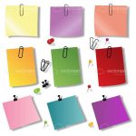 Colourful Note Papers with Paperclips and Pins